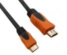 Кабель VCOM VHD7004OD mini HDMI to mini HDMI 10 (19M -19M) 1.8м Черный/Оранжевый